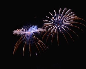 Fireworks Photo, Fourth of July, Art Print, "The Twins", Fine Art Photography, Long Exposure Photography, Celebration, Freedom Festival