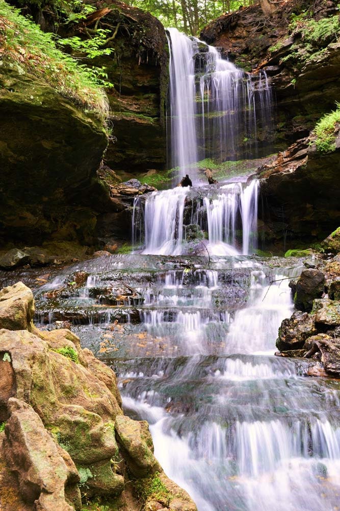 Waterfall Photo, Horseshoe Falls, Michigan, Landscape Photography, Nature Print, Tranquility of