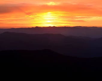 Sunrise Photo, Clingman's Dome, Smoky Mountains, Landscape Photography, Nature Print, "Rose of the Morning", Fine Art Photography, Panorama