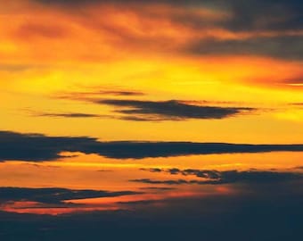 Sunset Photo, Cloud Photo, Michigan, Landscape Photography, Nature Print, "Clouds of Fire", Fine Art Photography