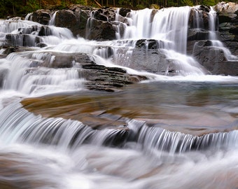 McDonald Falls, Glacier National Park Waterfall, Fall, Autumn, Waterfall Photo,  Landscape Photography, Nature, Fine Art Photography