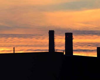 Architecture Photo, Sunset Photo, Michigan State University, Landscape Photography, Telephoto Shot, "Sunset Towers", Fine Art Photography