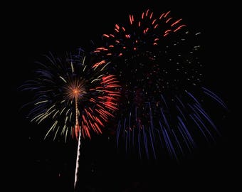 Fireworks Photo, Fourth of July, Art Print, "The Red, White and Blue", Fine Art Photography, Long Exposure Photography, Celebration