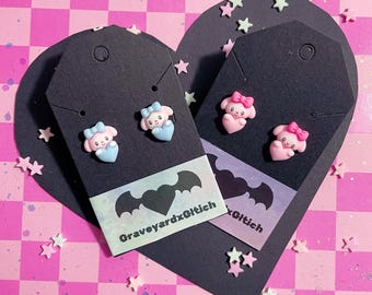 Dreamy My Melody Heart Stud Earrings