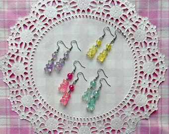 Pastel Iridescent Gummy Bear Earrings