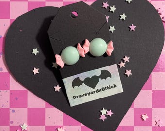 Green and Pink Candy Stud Earrings