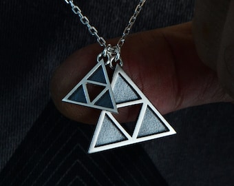 Zelda Triforce Necklace 925 Silver The Legend Of Zelda Triangle Geometric Unisex Mens Jewelry