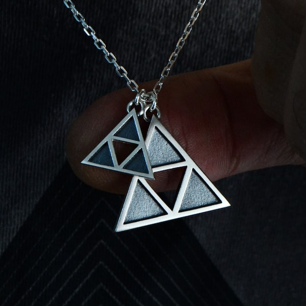 Collier Zelda Triforce en argent 925 The Legend Of Zelda Triangle géométrique unisexe Bijoux pour homme