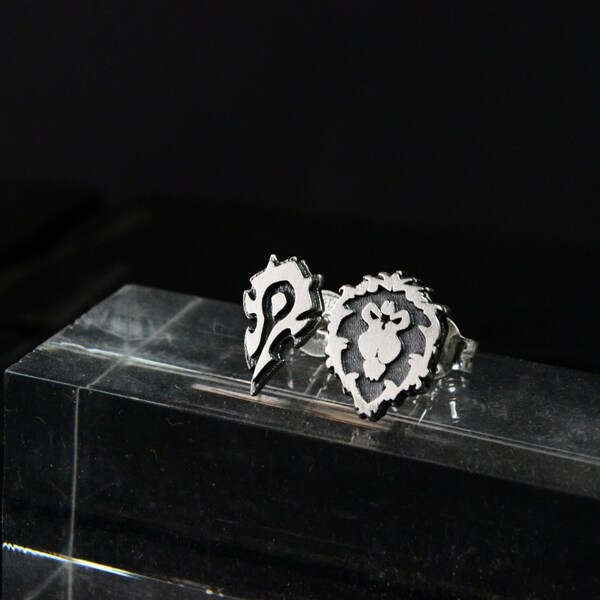 World of Warcraft mismatch earrings Horde Alliance earrings WoW 925 Silver jewelry
