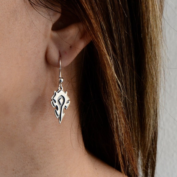 World of Warcraft Horde drop earrings wow 925 Silver jewelry goth gamer geek jewelry