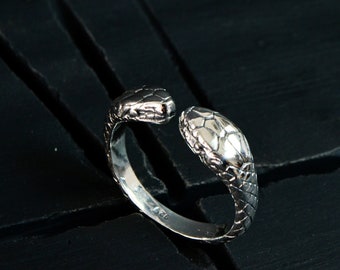 Anillo de serpiente para hombre, anillo de serpiente Ouroboros unisex de plata de ley 925, joyería de serpiente gótica para hombre