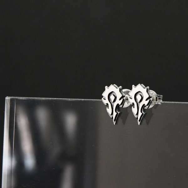 World of Warcraft tiny earrings Horde stud earrings wow 925 Silver jewelry gamer geek jewelry