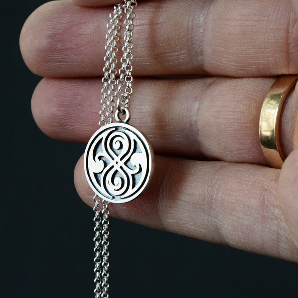 Dr Who Necklace 925 Silver Gallifrey Seal of Rassilon Jewelry Doctor Who Geek Nerd Jewelry Gift