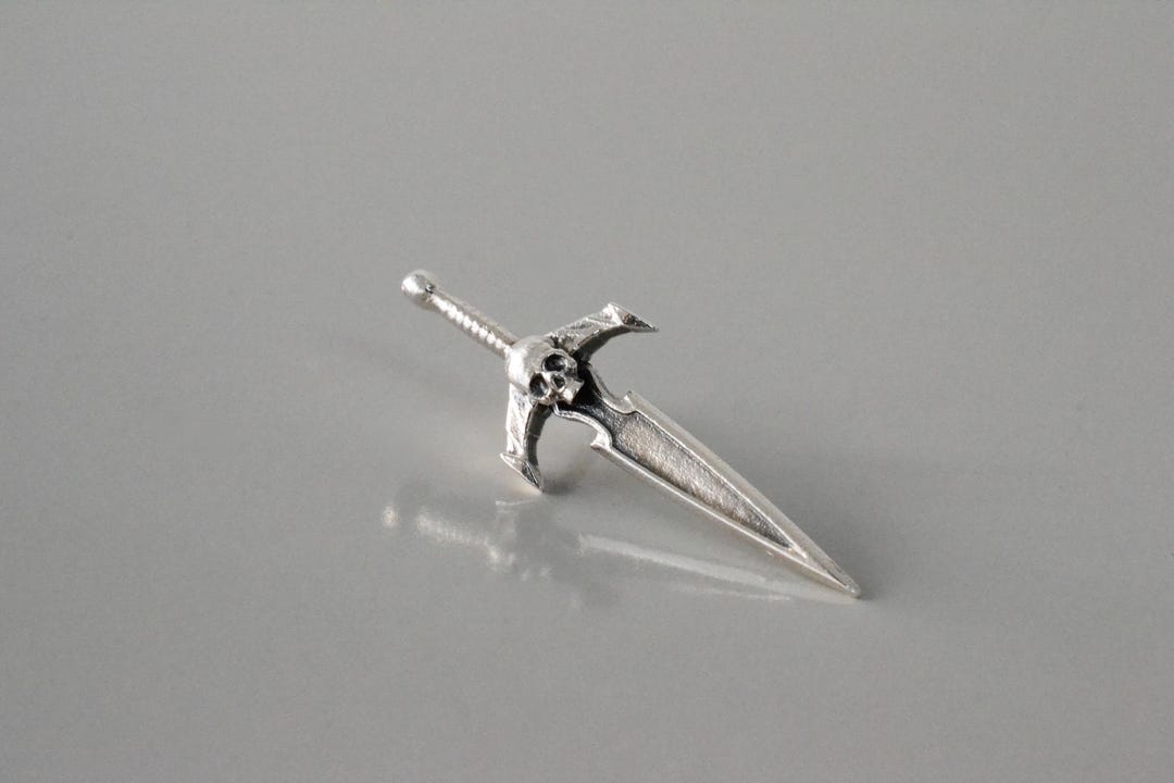Skull Dagger Pin Brooch 925 Silver Tie Pin Gothic Medieval Wedding ...