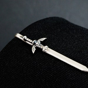 Zelda master sword tie clip zelda geek nerd mens 925 Silver cufflinks tie bar suit accessories