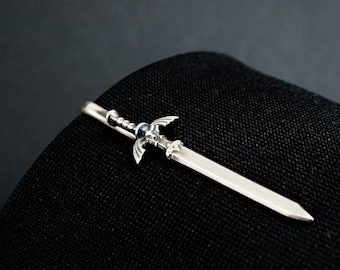 Zelda master sword tie clip zelda geek nerd mens 925 Silver cufflinks tie bar suit accessories