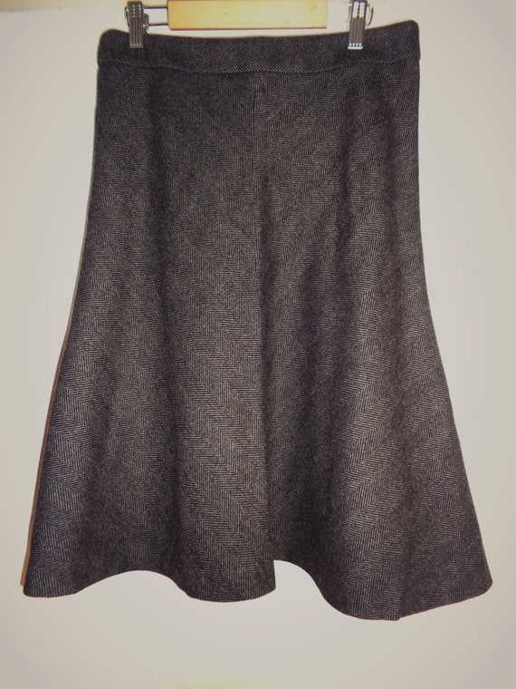 black grey vintage wool pinstripe skirt high waist