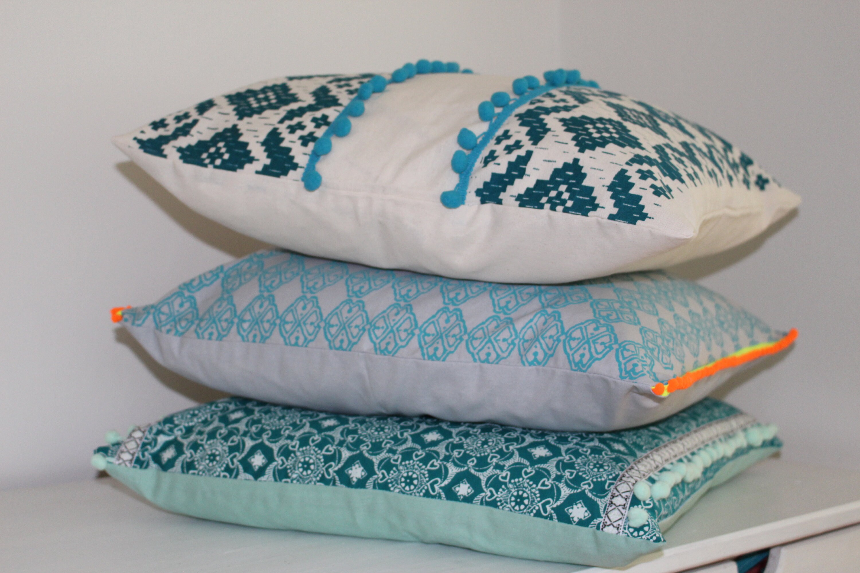Kissen Set 3er Petrol Hellgrau Türkis Mint Neonorange Grau für Etsy.de