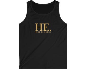 Hues of Ebony HE Logo tank top | Black & Gold graphic tank