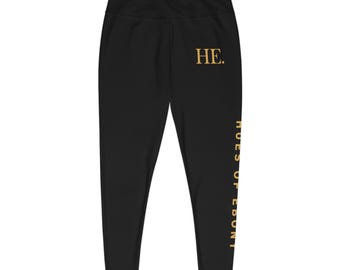 HE. logo leggings | Hues of Ebony black plus size leggings