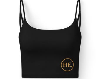 HUES OF EBONY logo Bra | Black Luxe Bra Minimal Graphic