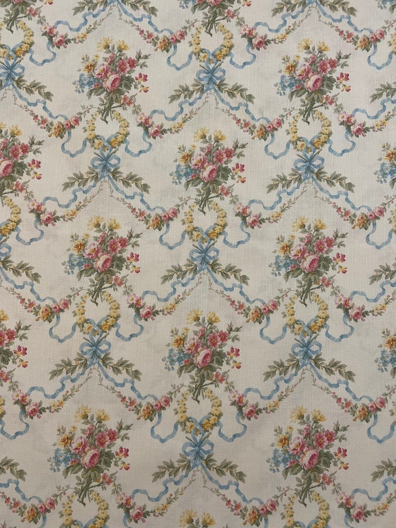 Ribbons and Florals Cornwall Bouquet Cotton Pique Fabric , Various Remnants