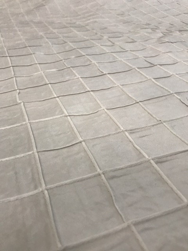 Ivory Diamond Pintuck Taffeta Faux Silk Fabric BY THE YARD