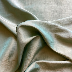 Sage Green and Gold Polyester Silky Fabric