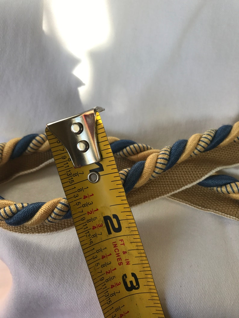 Navy Blue and Yellow Twisted Shiny Cord with Lip Trim BY THE YARD