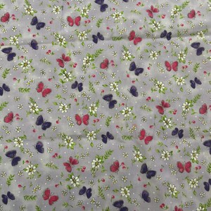 Lavender with Purple and Pink Butterflies and Flowers 100% Cotton Fabric By The Yard