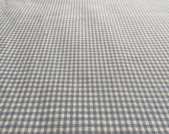 Petite Blue Gingham Cotton Woven Fabric- 1 1/3 YD Piece, Upholstery Fabric, Sewing, Home Decor, Nursery Fabric, Bedding