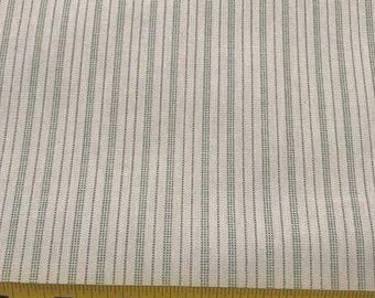Sage Green and Cream-colored Stripe Cotton Fabric and Remnants