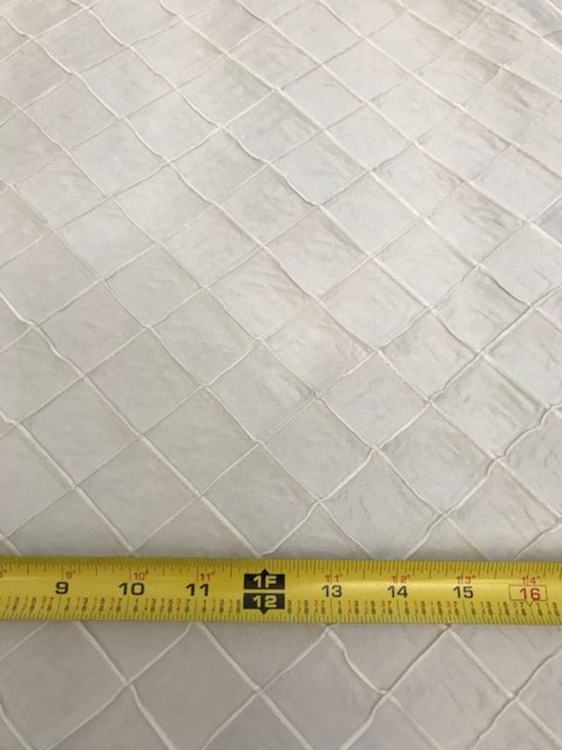 Ivory Diamond Pintuck Taffeta Faux Silk Fabric BY THE YARD