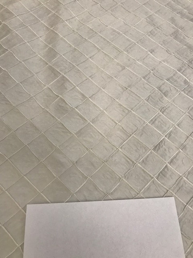 Ivory Diamond Pintuck Taffeta Faux Silk Fabric BY THE YARD