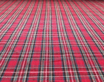 Red Plaid 100% Cotton Fabric- 1 YARD PIECE