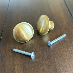 Belwith (P501-SB) Vintage Hardware Knob Round Satin Brass- 1 1/4" Wide, Cabinet Pull, Drawer, Home Decor