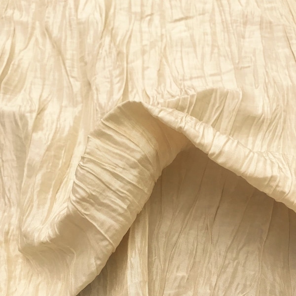 Crushed Taffeta Faux Silk Ivory Cream Fabric, Home Decor, Apparel, Dresses, Nursery Fabric, Pillows, Fabric By The Yard