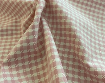 Pink and White 1/4" Gingham Cotton Woven with Embroidery Fabric
