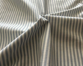Light Blue and White 3/8" Stripe Cotton Woven Fabric