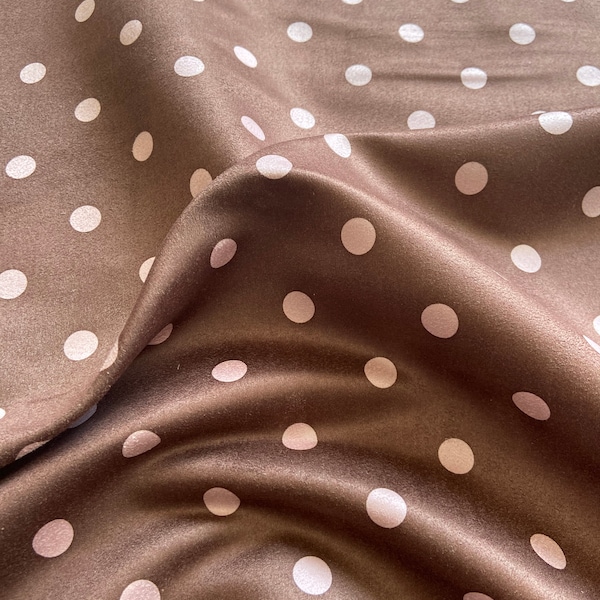 Brown with Pink Polka Dot Faux Suede Fabric BY THE YARD, Home Decor, Pillows