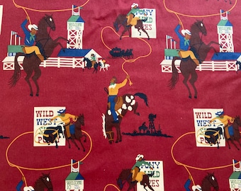 Wild West Rodeo Cowboy Print Cotton Fabric
