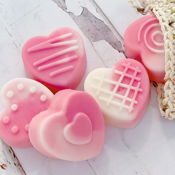 5pc Marble Heart Soap, Pink Marble Soap, Valentines Day Soap, Baby Shower Soap Favors