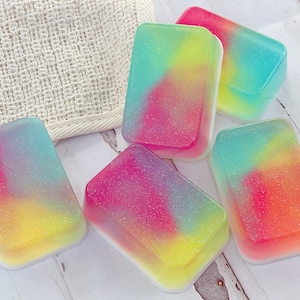 Rainbow Soap, Glass Soap, Glycerin Soap, kids&#39; Soap, Hand Soap, Bathroom Decoration, Crystal Soap, Soap Gift, Birthday Gift, Party Favor