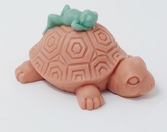 Frog on Turtle Bar Soap, Turtle Soap, Frog Soap, Animal Soap, Cute Soap, Cute Gift Idea, Fortune Soap