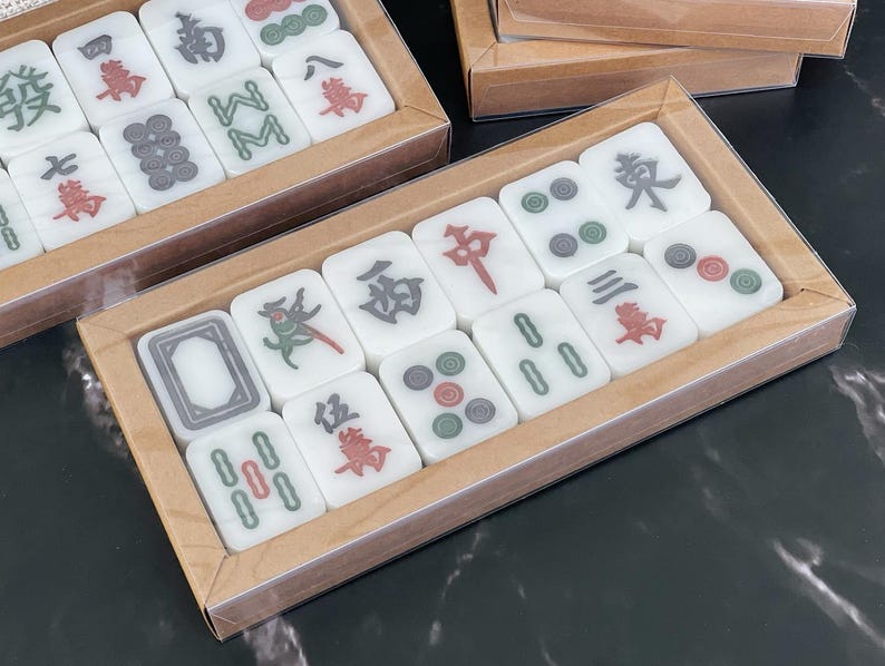 Mahjong Tile Soap Set: Customizable Vegan Guest Soaps 12 bars set