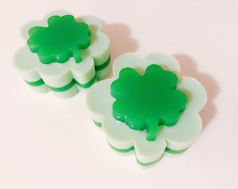 St Patrick's Day Four Leaf Clover Layered Soap, St Patrick's Day Gift, Saint Patrick's Day Party Favor, Lucky Clover Soap