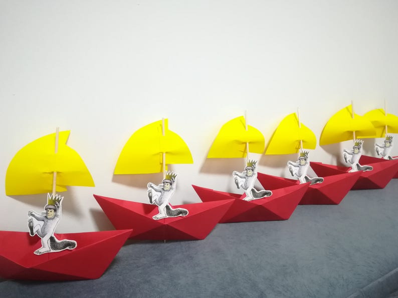 boat Wild things party Max,Paper Origami,Party Table Decor paper boat sail paper boat big boat Where the Wild Things Are,Set of 20