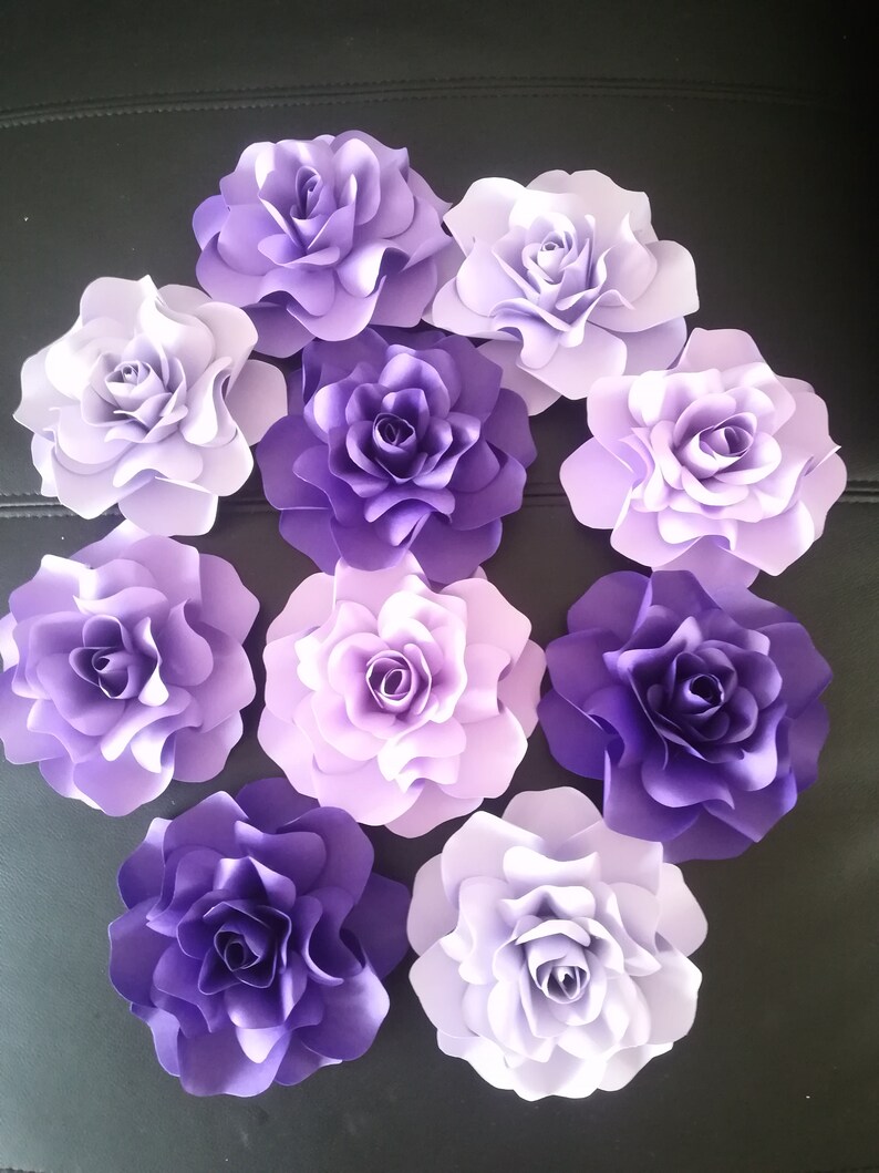 10pc Purple Paper Flower Backdroppaper Flowers Wall Decor Etsy