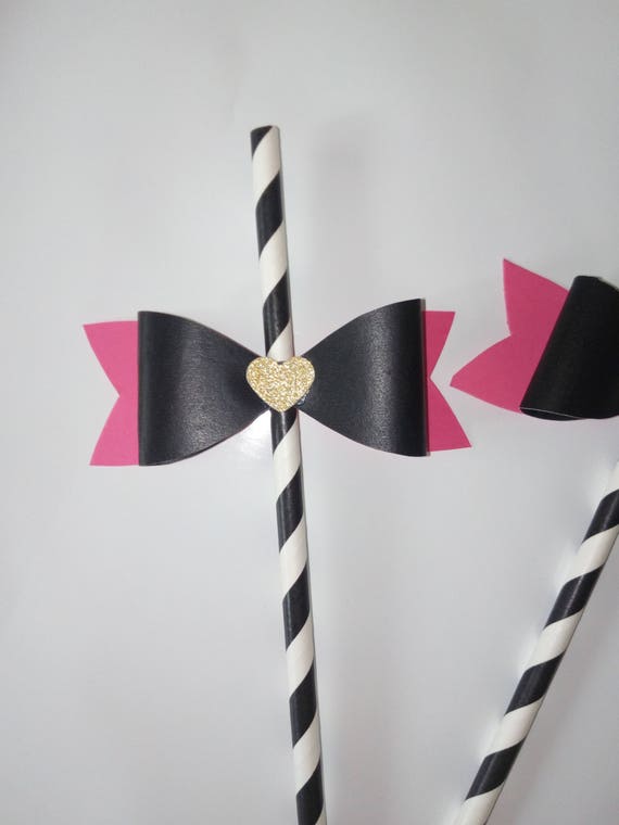 Set Of 12 Kate Spade Theme Paper Straws Kate Spade Inspired Etsy