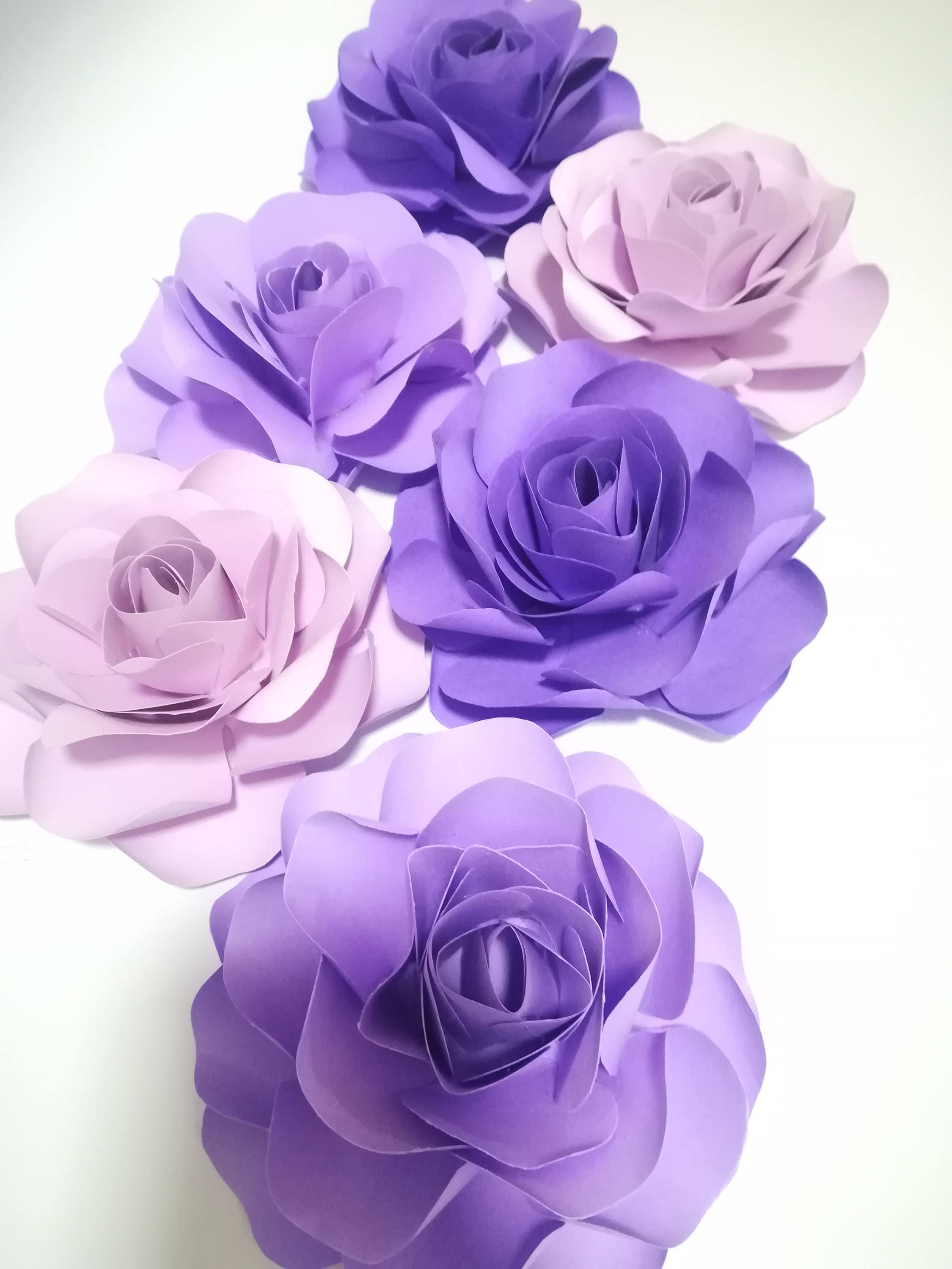 6pc Paper Flowers Paper Flower Wall Decor Purple Paper Etsy